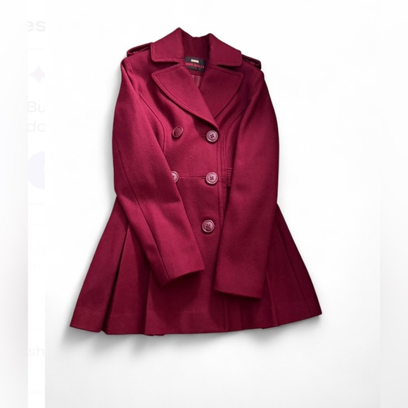 Miss Sixty M60 Burgundy Double Breasted Wool Blend Pea Coat - Picture 4 of 4
